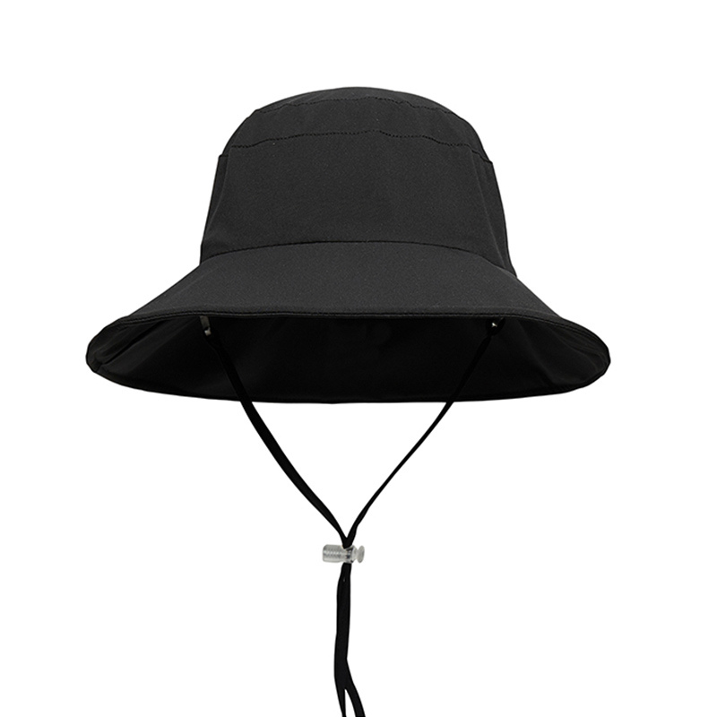 Wholesale blank bucket hats laser perforation wide brim chin strap hat