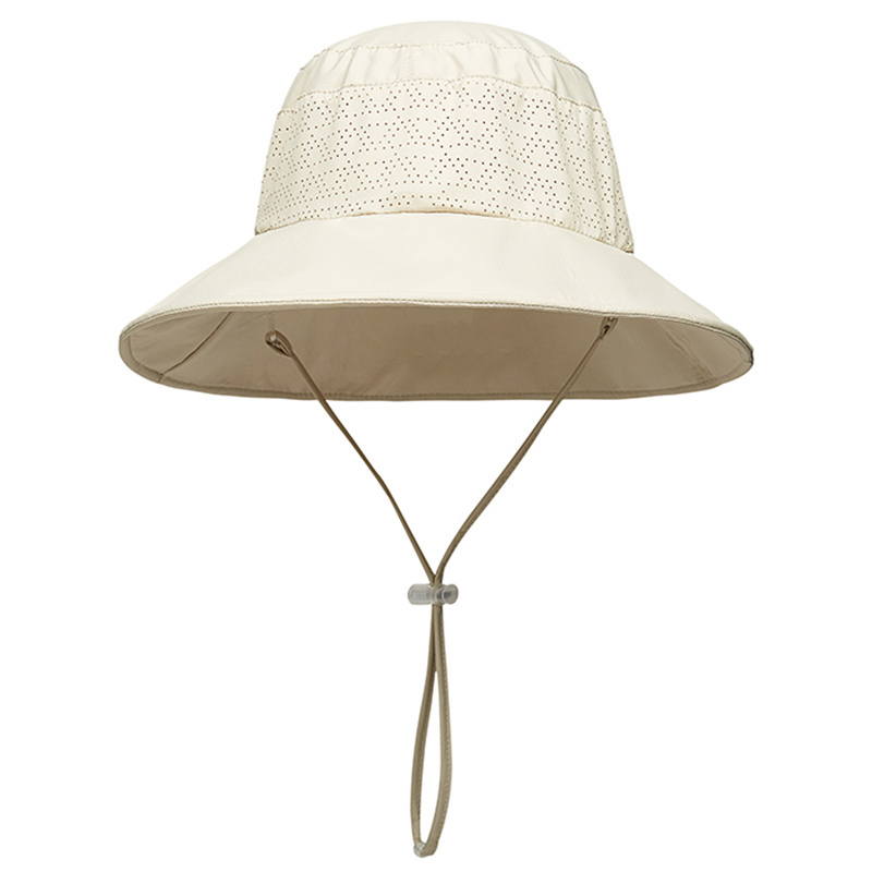 Wholesale blank bucket hats laser perforation wide brim chin strap hat
